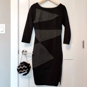RW&Co. Black/gray bodycon dress with side slit and mid back